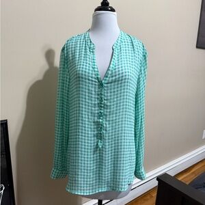 Sheer women’s plaid blouse - EUC.